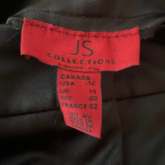 JS Collections Black Pants Trousers Satin Flat Front Slash Pocket Size 12 Shiny - Picture 9 of 10